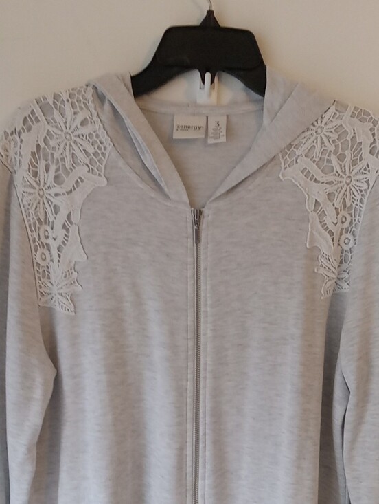 Zenergy by Chico's Tops - Chico's Lace-Shoulder Zip Hoodie Jacket